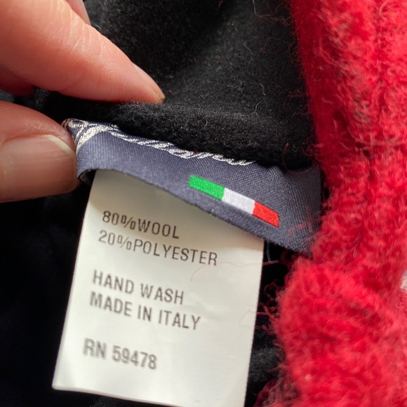 Giuliana News Boy Red Wool Cap with Decorative Flower & White Stitching - Picture 4 of 5